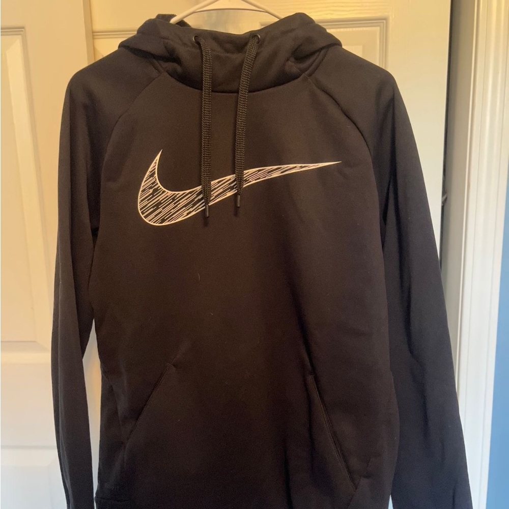 Nike Men's Black Hoodie with White Logo